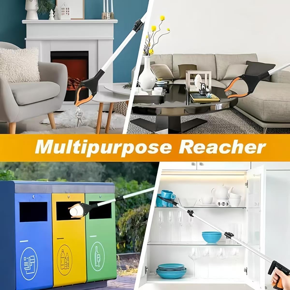 2-Pack Extra Long Grabber Reacher Tool, 43" Reacher Grabber Pickup Tool with Magnetic Tip, Trash Picker for Elderly Grab It Reaching Tool, Garbage Picker Upper, Litter Pick Up Grab