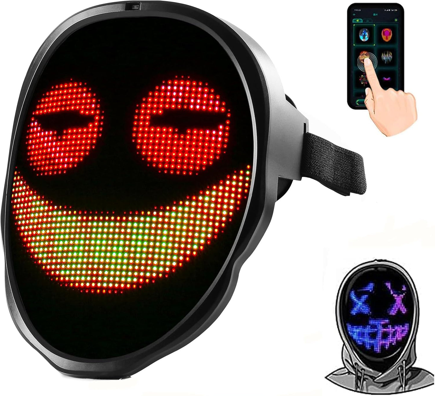 Led Mask with App Controlled,Programmable LED Halloween Mask,Digital Mask for Costume Cosplay Party Masquerade
