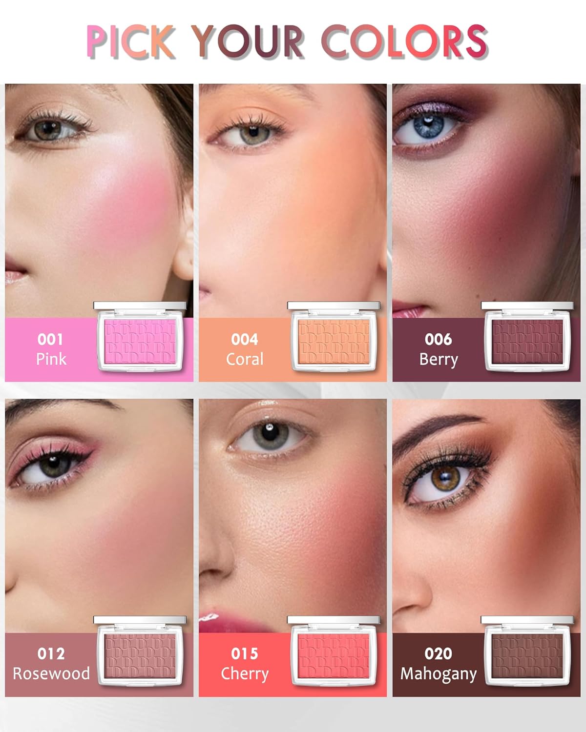 Powder Blush Palette, Matte Powder Makeup Blush for Cheeks, Natural Glow Face Blush Contour Palette, Lightweight, Smooth, High Impact Buildable Color, Long-lasting All-Day Face Enhancing -#Cherry