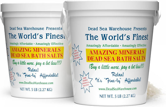 Dead Sea Warehouse - Dead Sea Salts for Soaking - 100% Dead Sea Mineral Bath Salts - Great for Soothing Muscles Aches, Relaxation, Alleviate Skin Issues - Unscented - 5lbs - 2 Pack