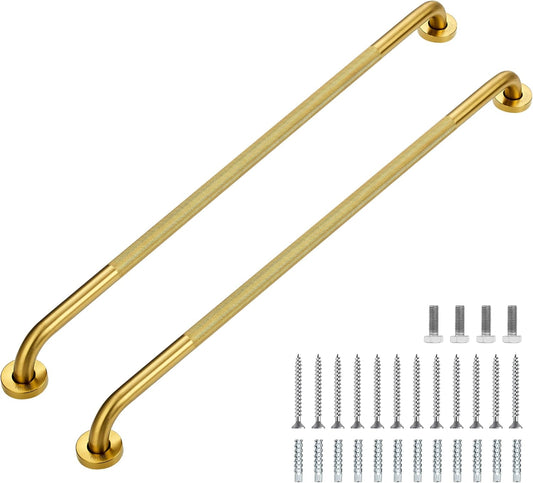 Grab Bars for Shower, 2 Pack 36-Inch Anti Slip Shower Handles for Elderly, Safety Shower Grab Bar, Stainless Steel Handicap Grab Bars for Bathroom,Toilet (Gold, 1" Diameter)