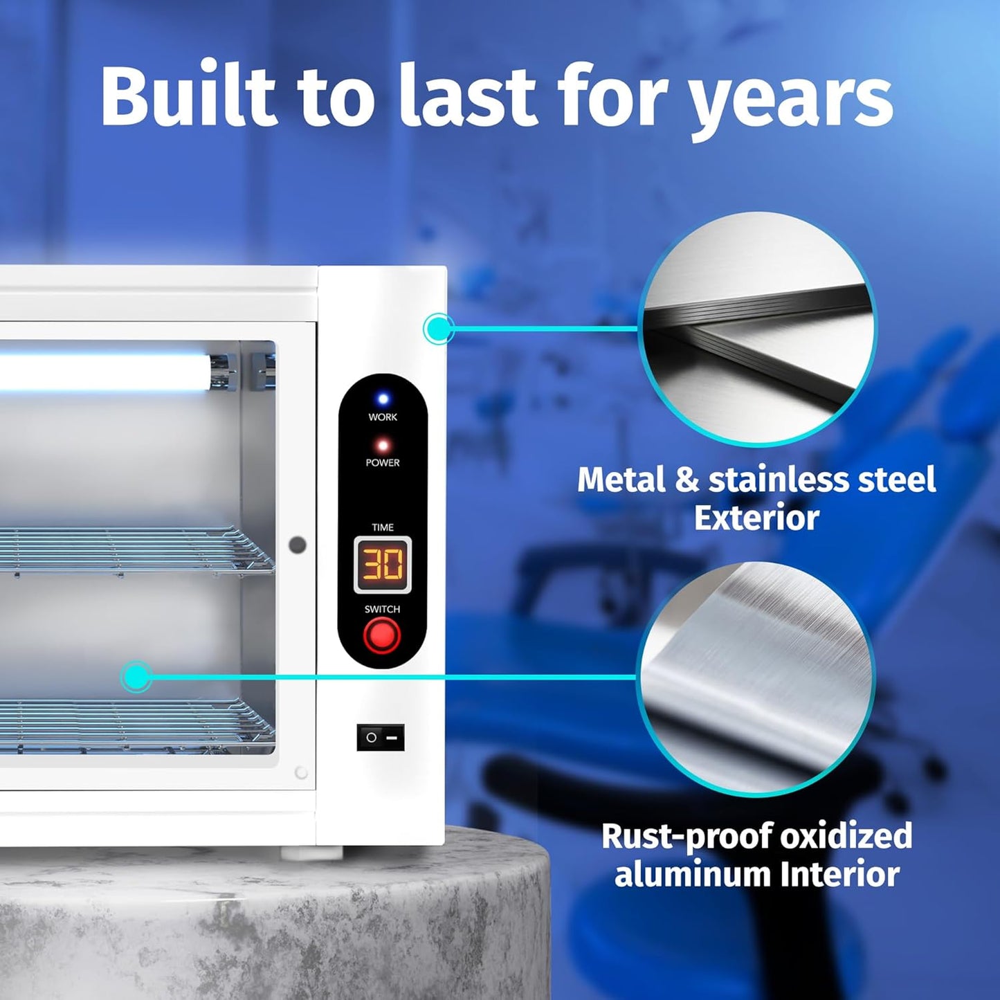 JJ CARE UV Sterilizer 8 Liter Capacity, UV Light 99% Sterilization Killing Efficiency, LED Timer UV Sterilizer Cabinet for Salon, Spa, Office and At Home Use, Professional Tabletop UV Sterilizer,