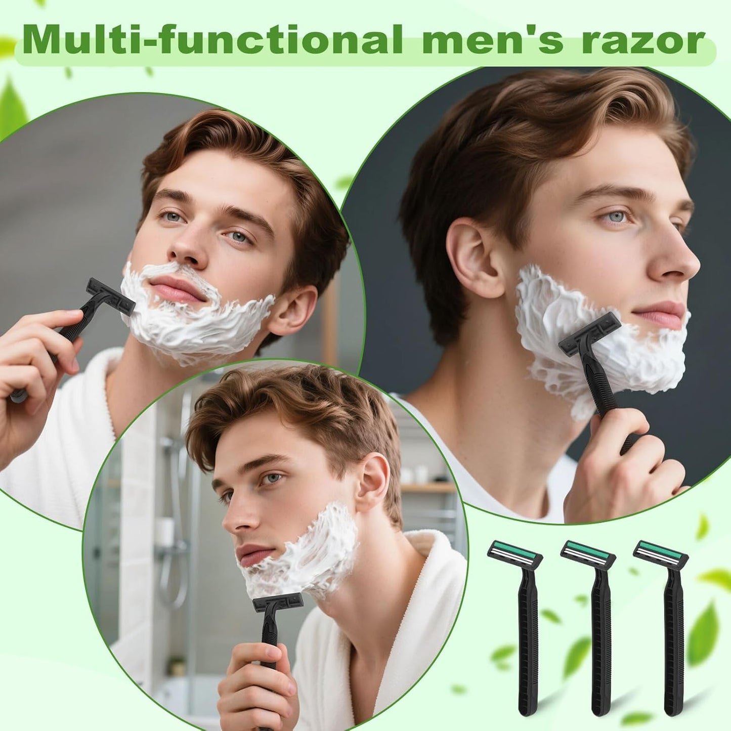 Disposable Twin Blade Razors in Bulk, Individually Wrapped - Clear Safety Cap, For Homeless, Hotel, Airbnb, Travel (pack of 100,black)