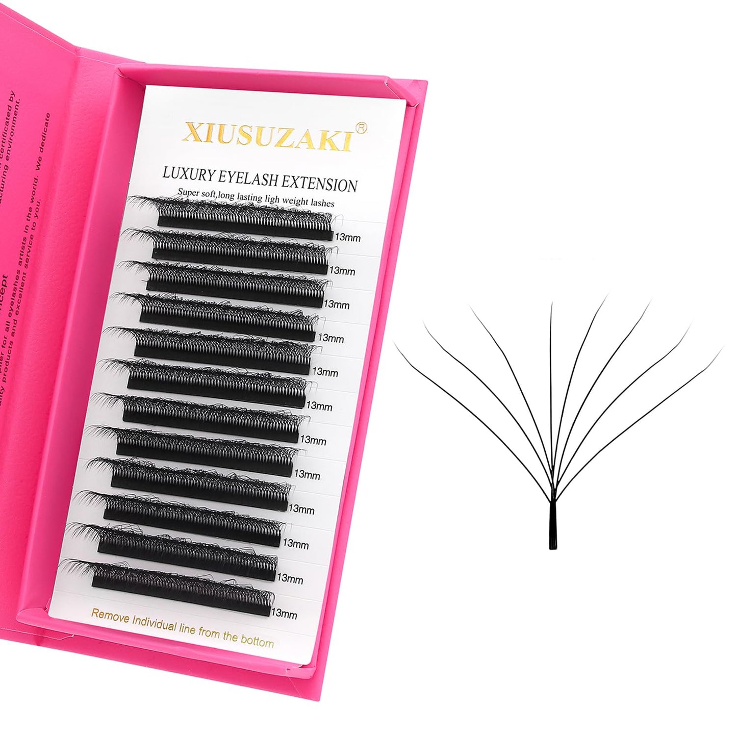 W Lash Extensions Supplies 8D Eyelash Extensions W Shape 0.07mm Thickness C Curl 14mm Premade Fans Easy Fan Lashes Volume Matte Black 12 Rows Crisscross Eye Lashes(W-8D-0.07-C,14mm)