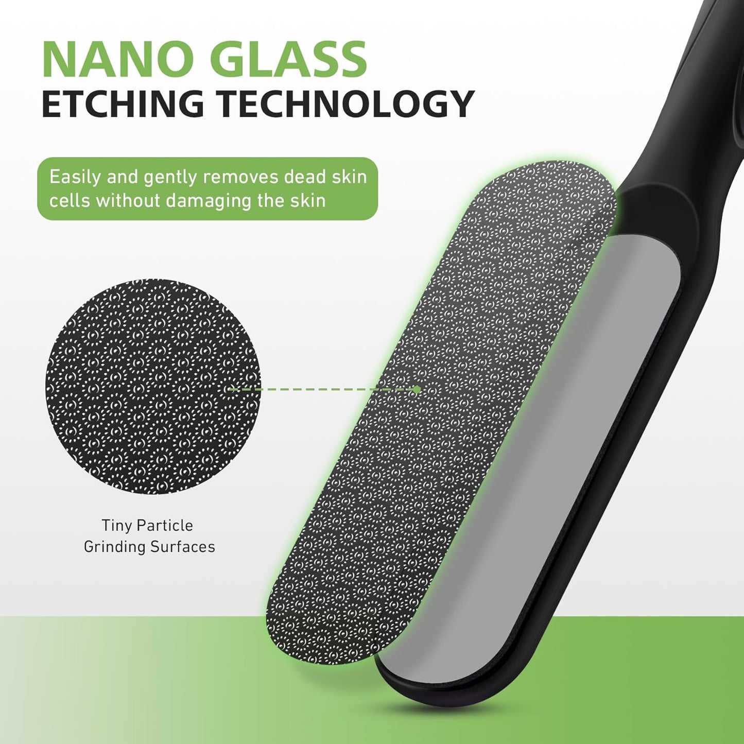 BALUCA Hard Skin Remover Nano Glass Foot File - Foot Callus Remover, Durable Foot Scrubber, Dead Skin Remover, Hygienic Pedicure Tool, Long Lasting Foot Buffer, Soft Smooth Feet, Black