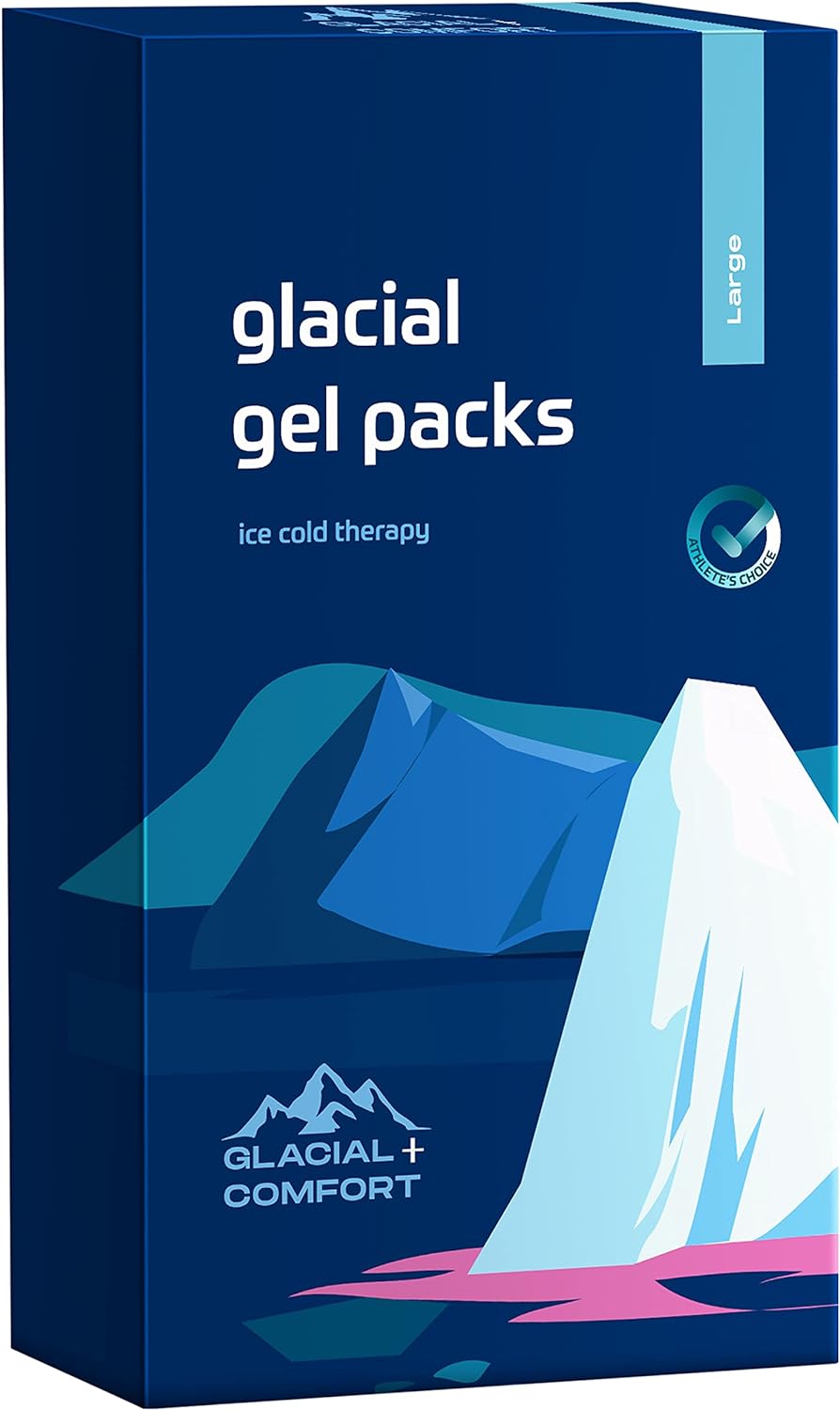 Glacial Comfort Large Gel Ice Pack for Injuries Reusable - (15" x 11") Cold Pads for Back Pain, Hip, Knee, Shoulder, Muscle Strains, Migraine & Postpartum Recovery, Flex Technology - Compression Pad.