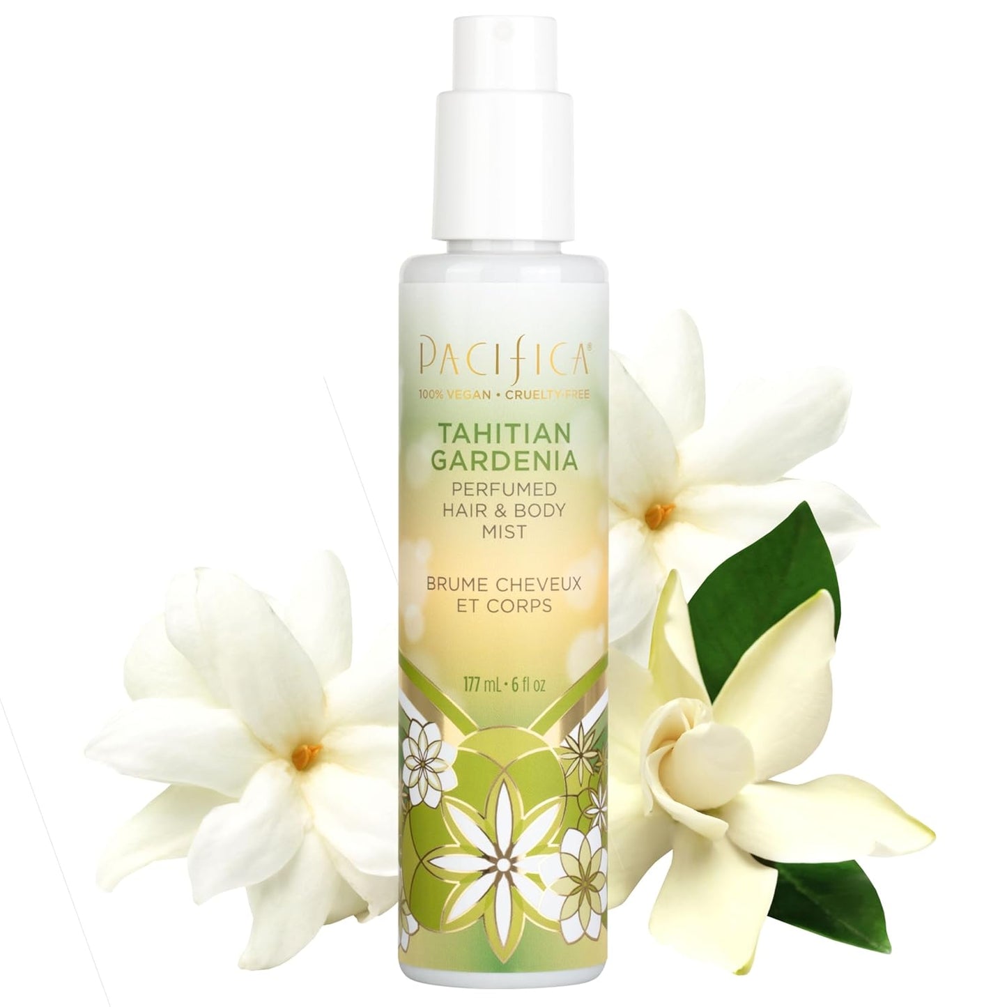 Pacifica Tahitian Gardenia Perfumed Hair & Body Mist, Alcohol-Free Spray Designed For Head-To-Toe Wear, Vegan & Cruelty-Free, 6 Fl Oz