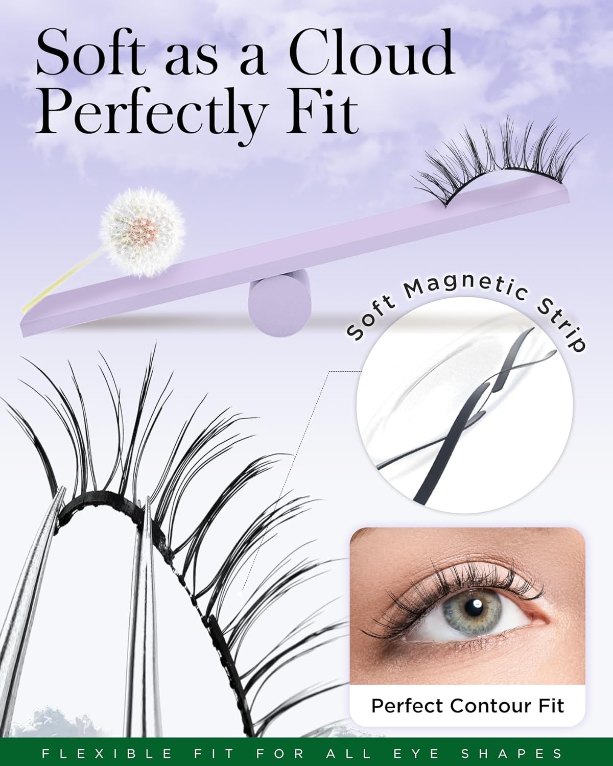 BEYELIAN Magnetic Eyelashes with Applicator, Upgrade Soft Magnetic Lashes Portable Magnetic Eyelashes Natural Look, Reusable, No Glue Needed Fales Eyelashes for Eye (All-In-One & Comfortable)