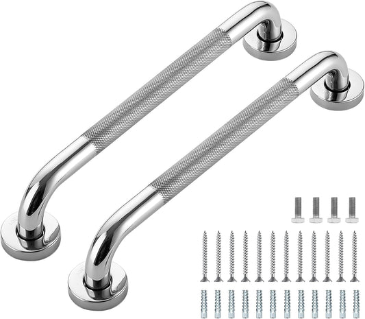 Grab Bars for Shower, 2 Pack 16-Inch Anti Slip Shower Handles for Elderly, Safety Shower Grab Bar, Stainless Steel Handicap Grab Bars for Bathroom (Polished Nickel 1" Diameter)