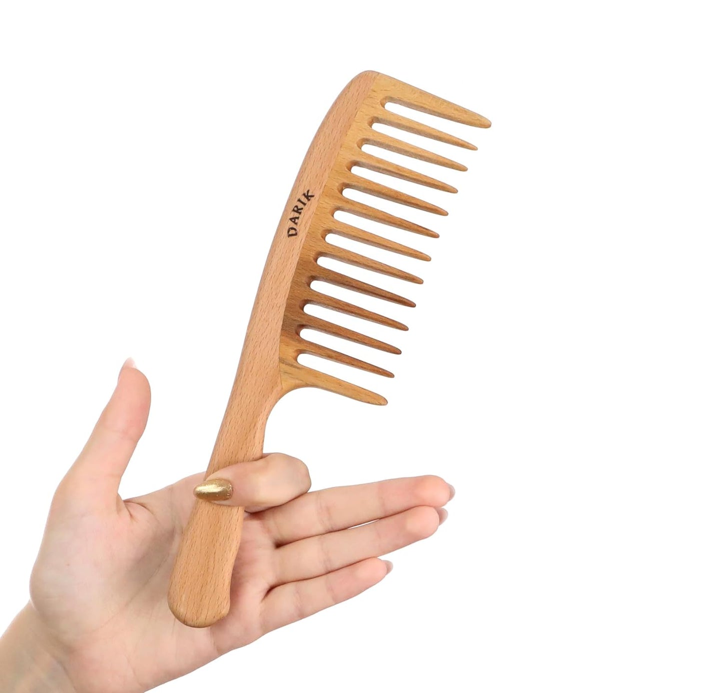 Wide Tooth Wooden Comb Handmade - Natural Vintage Style Wide Tooth Comb for Curls Gentle Styling - Anti-Static Wood Hair Combs For Women Detangling (Wide-tooth)