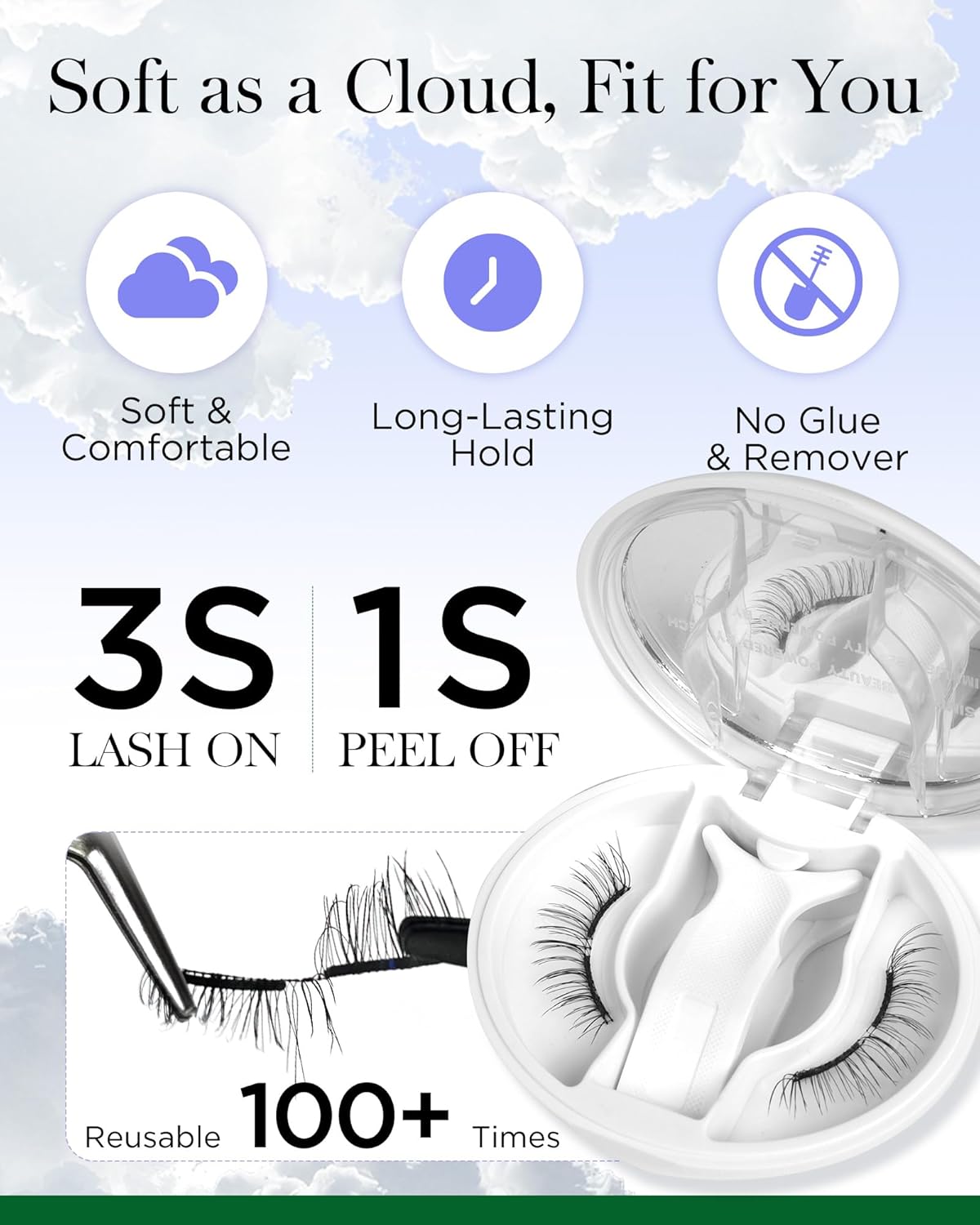 BEYELIAN Portable Magnetic Eyelashes with Applicator Kit All-In-One Box, Upgrade Soft Reusable Magnetic Lashes, No Glue Needed False Eyelashes for Eye (Lightweight & Comfortable)