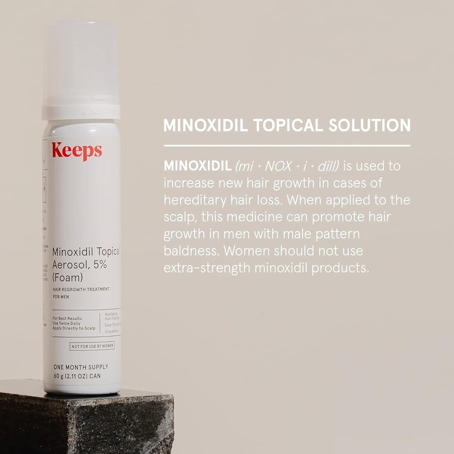 Keeps Extra Strength Minoxidil for Men Topical Aerosol Foam 5%, Hair Growth Treatment - 3 Month Supply (3 x 2.11oz Bottles) - Thicker, Longer Hair - Slows Hair Loss & Promotes Hair Regrowth