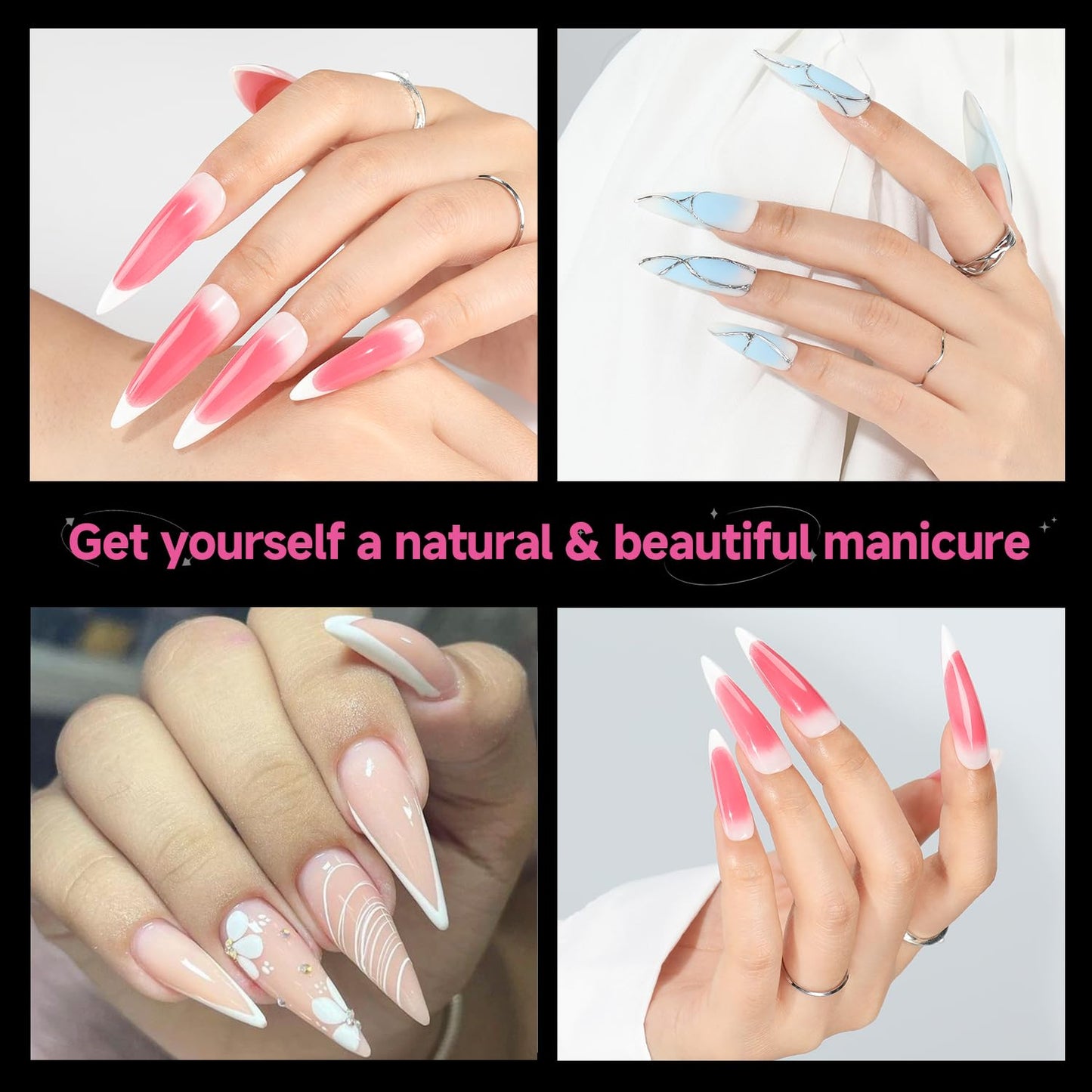 UNA GELLA Halloween XXL Stiletto Nail Tips, 312pcs Pre-Shape Extra Long Stiletto Nails Tips Pre Etched Full Cover No Need File Clear Fake Nails for Party DIY Art Salon 12 Sizes