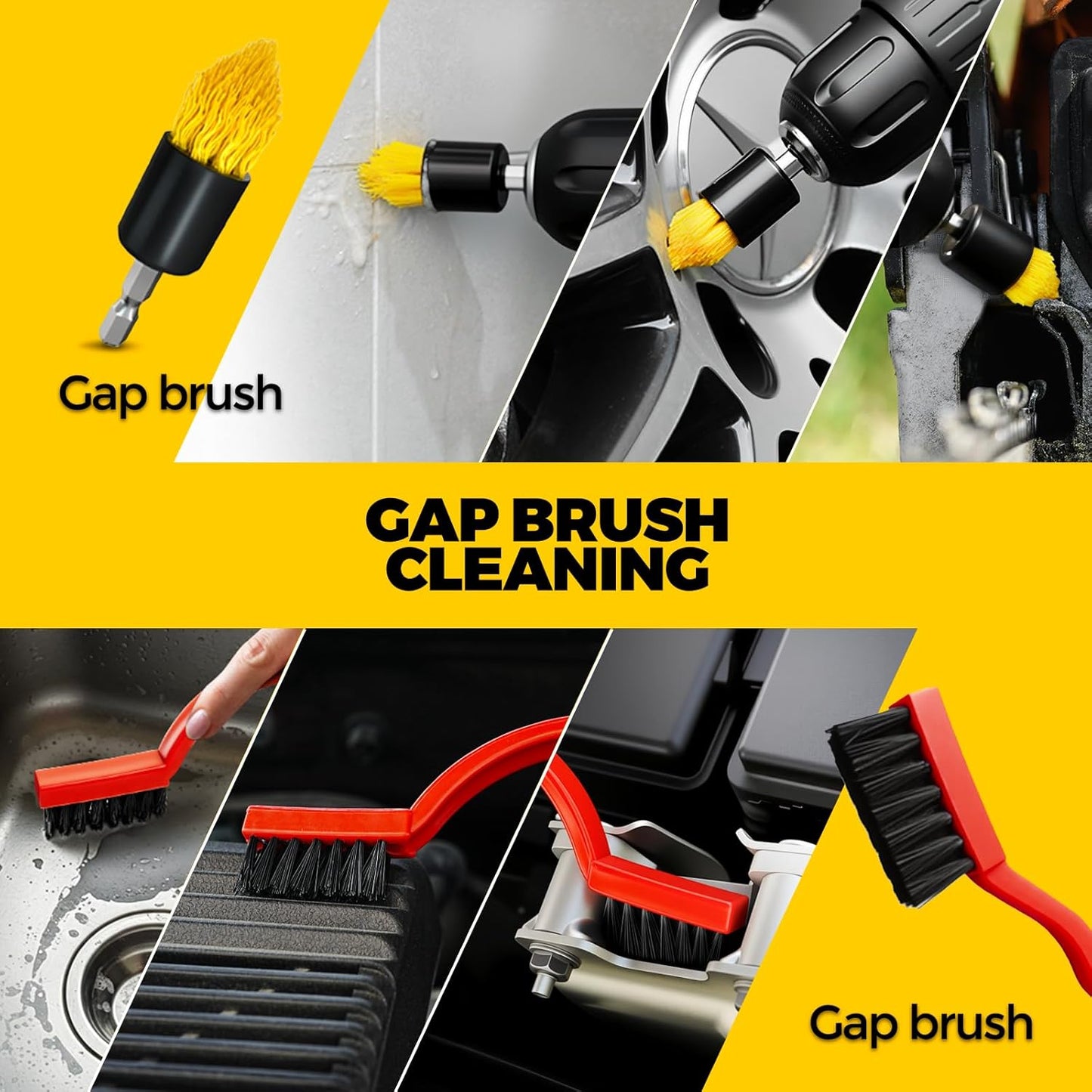 Holikme 22Pack Drill Brush Attachments Set, Scrub Pads & Sponge, Buffing Pads, Power Scrubber Brush, Car Polishing Pad Kit,Wax Applicator Pad,Car Cleaning Kit，Cleaning Supplies，Masonry Brushes,Black