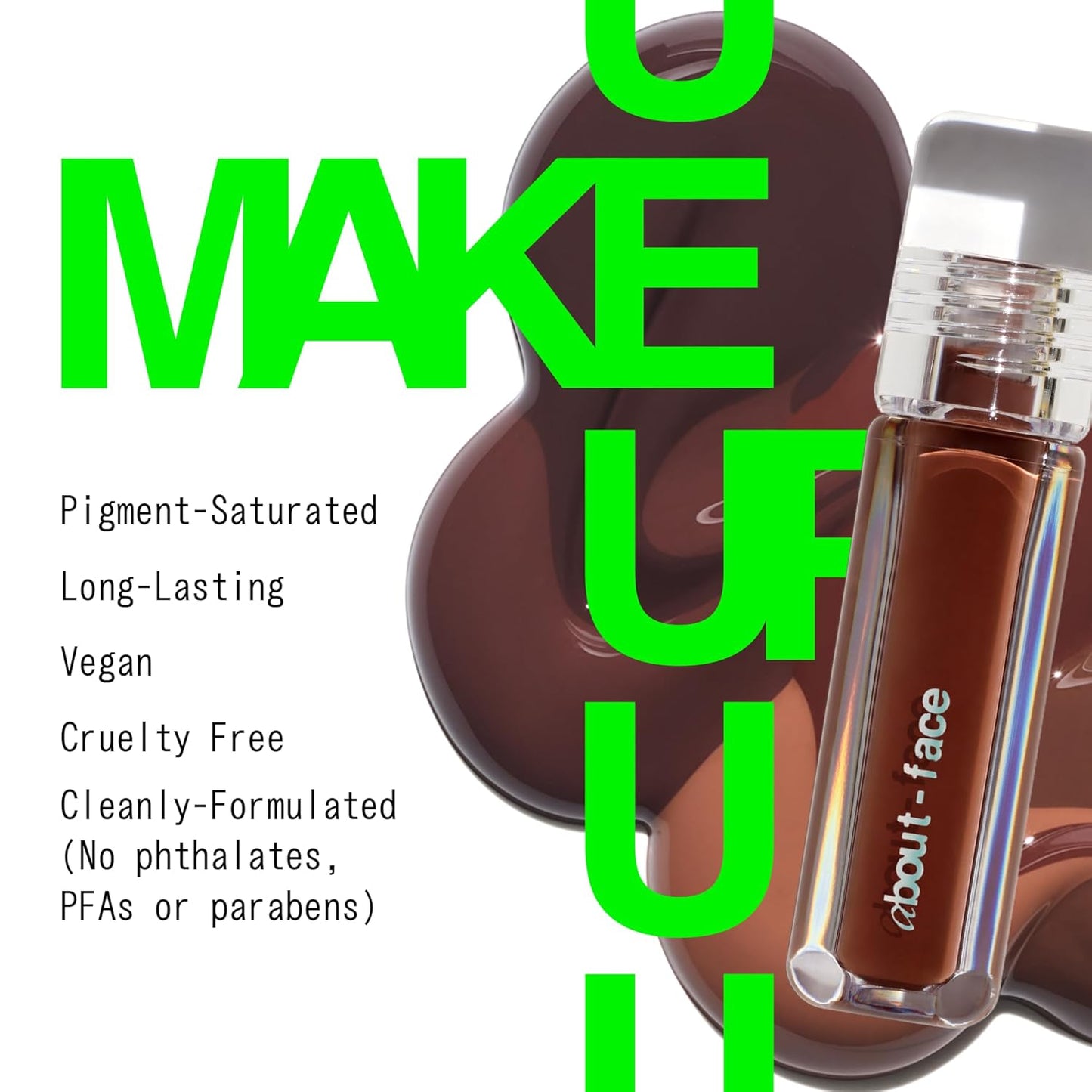 about-face Light Lock Lip Gloss Dare To Bare – Non-Sticky, High-Shine Lip Oil Gloss with Coconut Oil, Peppermint & Lavender – Vegan, Cruelty-Free, Clean Beauty – 0.21 oz (Caramel)