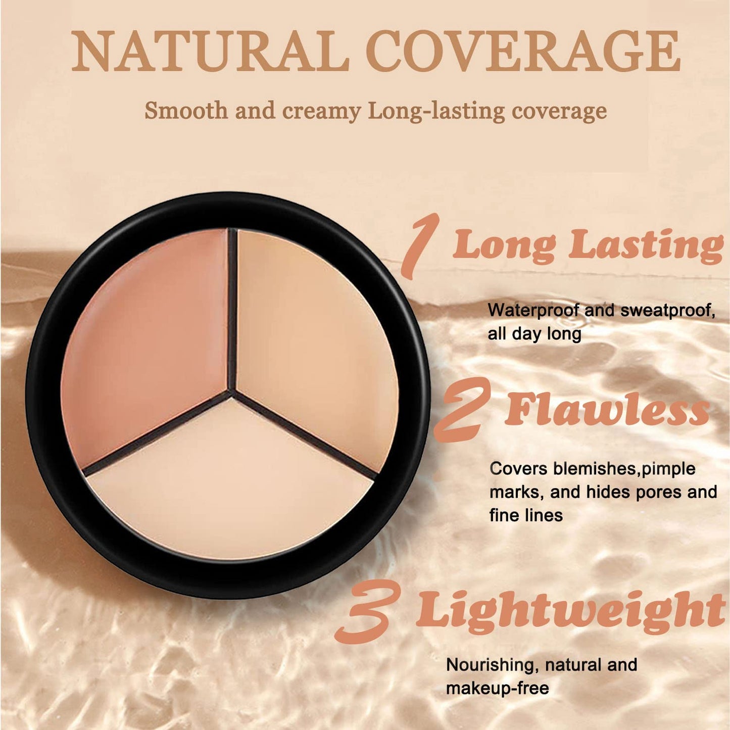 6 Colors Correcting Concealer Palette, Makeup Cream Contour Palette with Brush, Contouring Foundation Highlighting Concealer Palette for Conceals Dark Circles, Redness, Acne, Blemish (E)