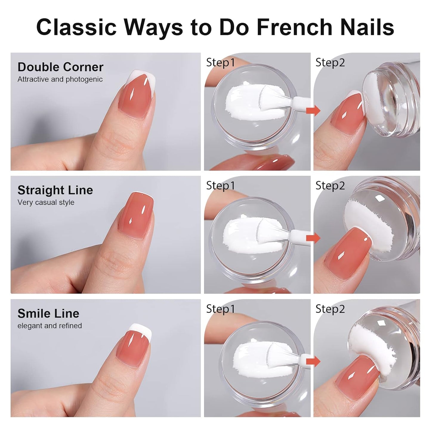 8PCS Nail Art Stamper Clear Silicone Nails Stamping Jelly with Scraper Transparent Visible Body DIY Manicure Nail Art Tool M