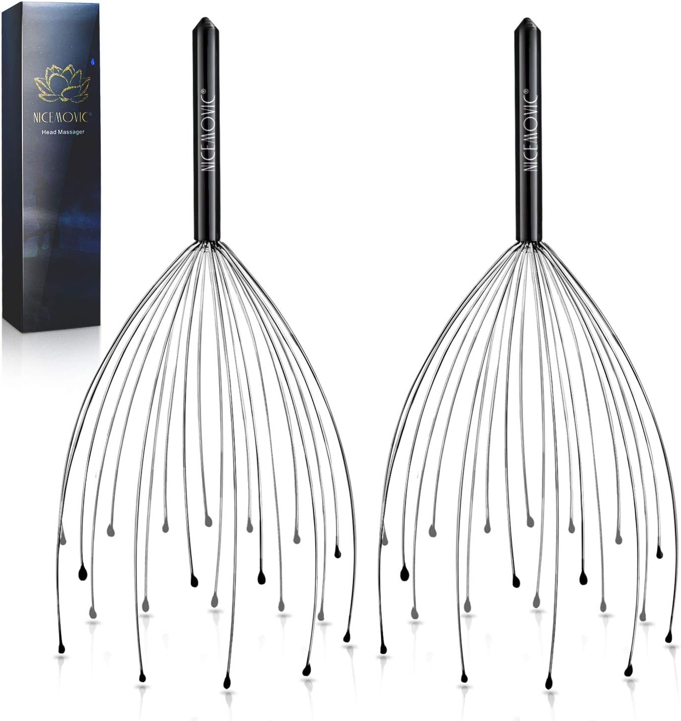 NICEMOVIC White Elephant Gifts for Adults 2 Pack Head Massager Scalp Stocking Stuffers for Men Women Scalp Massager Hair Growth 20 Fingers Head Scratcher Funny Stress Relief Head Spa Gifts for Mom Dad