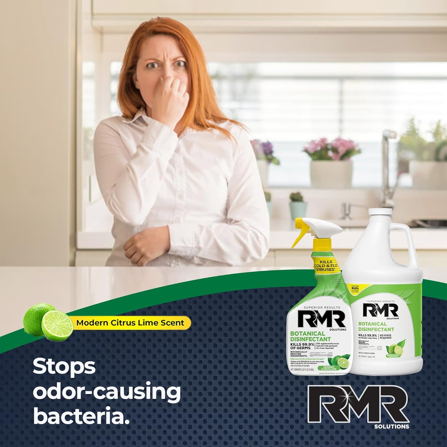 RMR Brands Botanical Disinfectant and Cleaner, Kills 99% of Household Bacteria and Viruses, EPA Registered, 32 Fl Oz