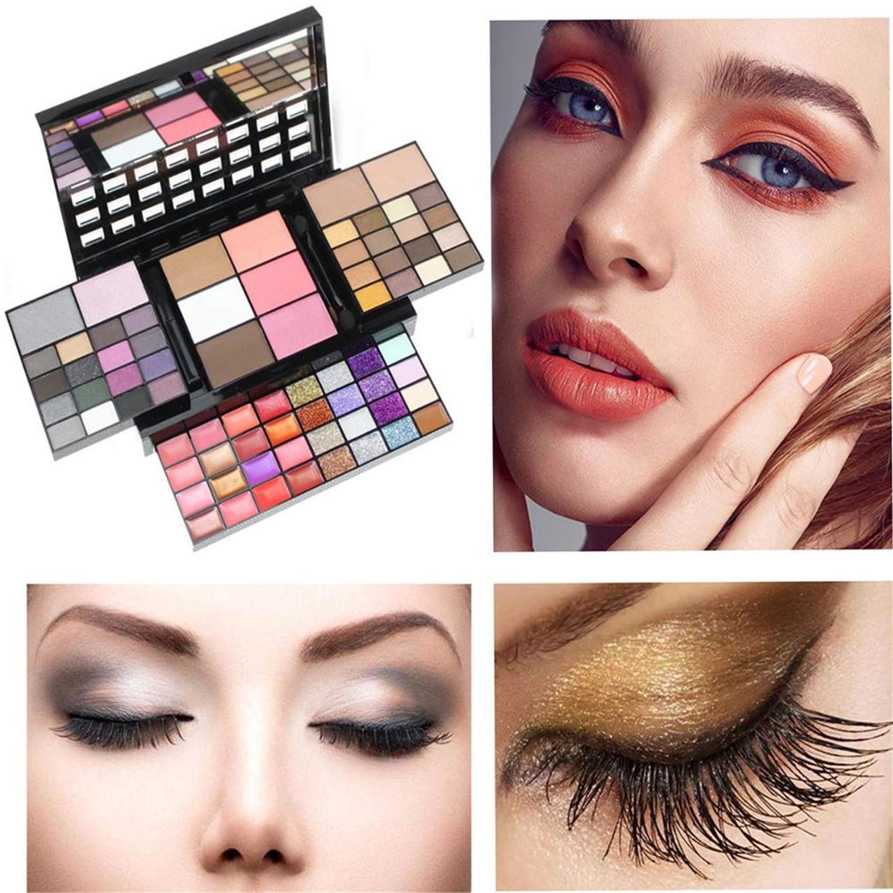 All in One Makeup Kit for Women Full Kit Girls Makeup Gift Sets Xmas Essential Bundle Include Eyeshadow Palette Lipstick Blush Concealer Eyeliner Mascara Foundation Brush Eyebrow Pencil