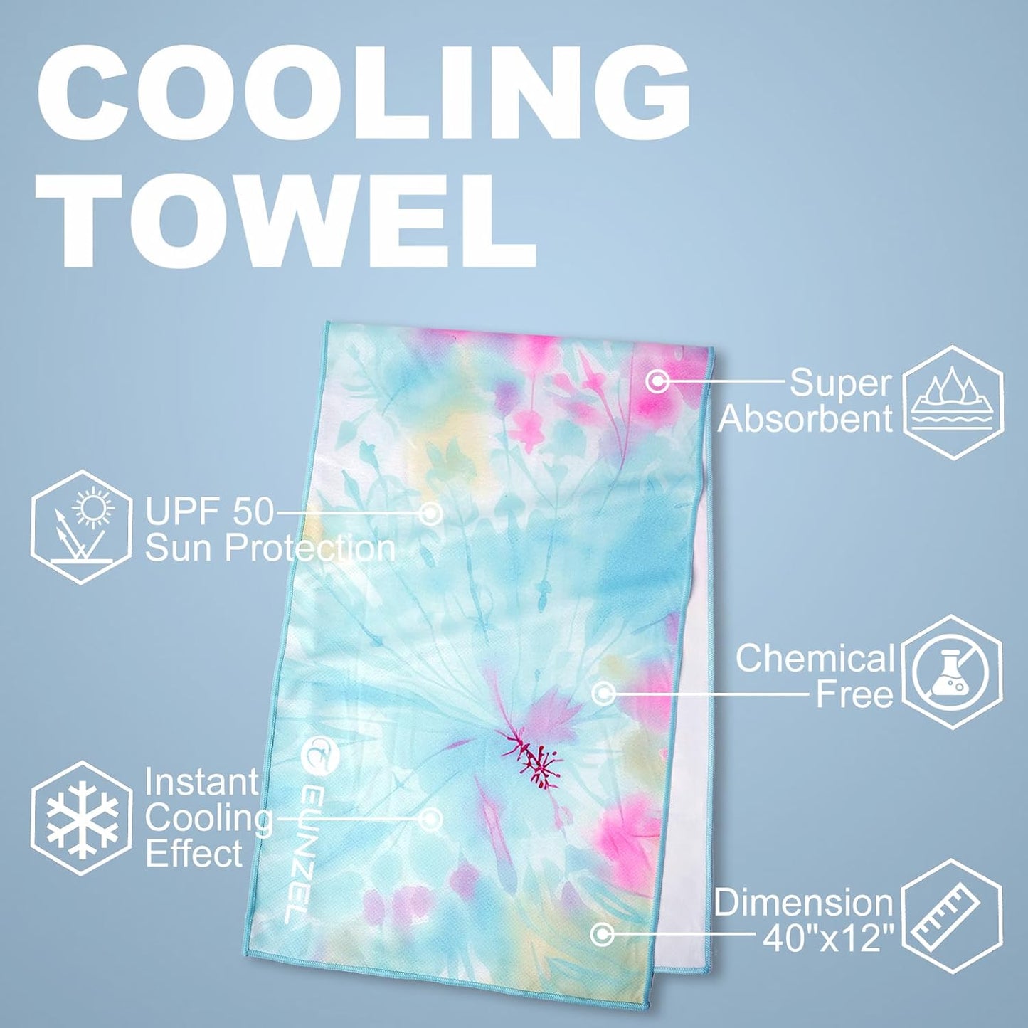 Cooling Towel, Ice Towel for Neck, Soft Microfiber Chilly Towel Stay Cool for Sports, Yoga, Running, Gym, Workout, Biking, Camping & Outdoor Activities 40"x12"