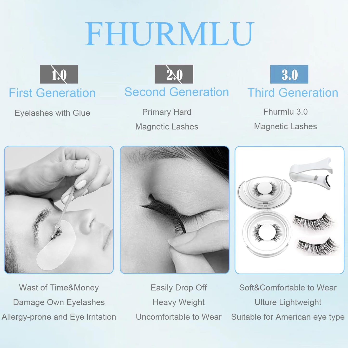 Ealra Craft Magnetic Eyelashes with Applicator,Reusable Magnetic Eyelashes Natural Look,Easy to Wear and Remove Soft Lashes kit for Women(Natural+Fuller)