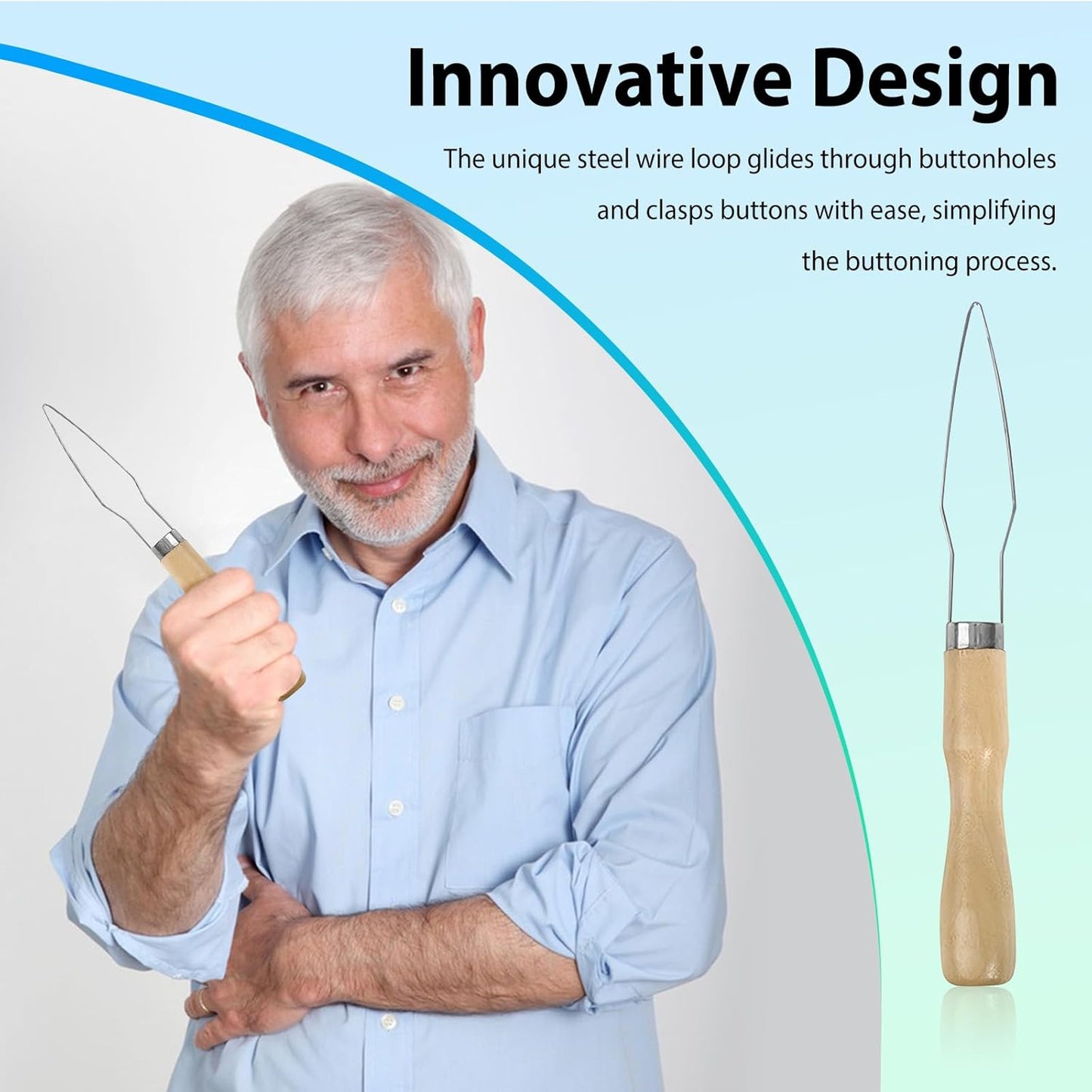 3-Pack Button Hook Assist Device with Easy-Grip Handle for Shirts, Coats, Dresses - Ideal Button Aids for Arthritis & Limited Dexterity