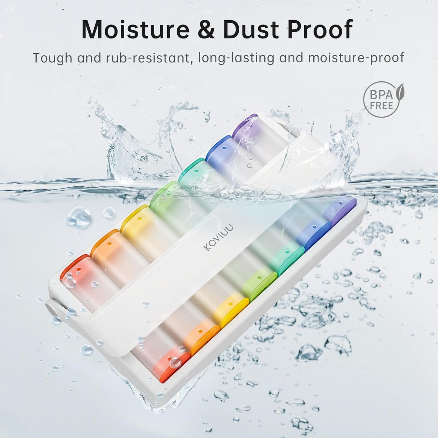 Weekly Pill Organizer 2 Times a Day, KOVIUU Large Travel Pill Box 7 Day, Am Pm Twice Daily Pill Case with Rotatable Handle, Pill Holder Container for Vitamin, Medicine, Supplement, Translucent-White