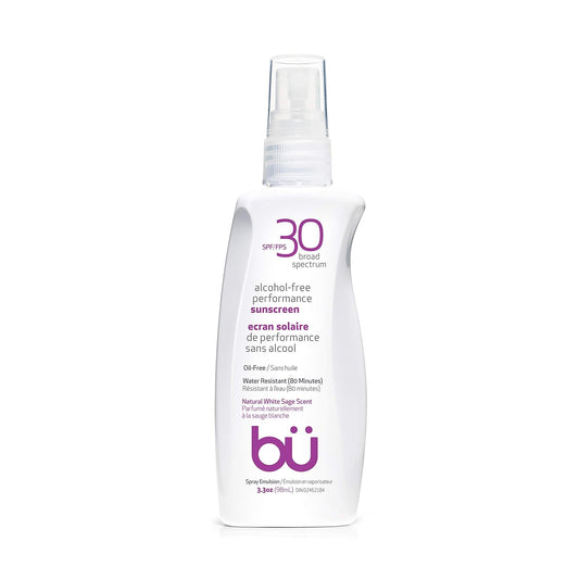 BU SPF 30 Sunscreen Spray for Face and Body, Non Aerosol Spray, Ultrafine WOWmist, TSA Travel Size Sunscreen, Clear, Non Greasy, Water Resistant, White Sage 3.3 oz