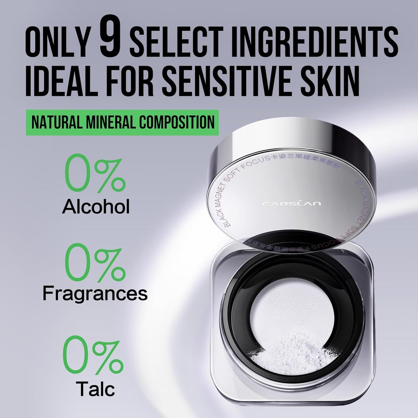 Soft Focus Loose Setting Powder, Waterproof, Matte, Oil Control, Shine Free, Talc-Free Face Powder Makeup, 24H Longwear Finishing Powder, 004 Light Purple For Sensitive