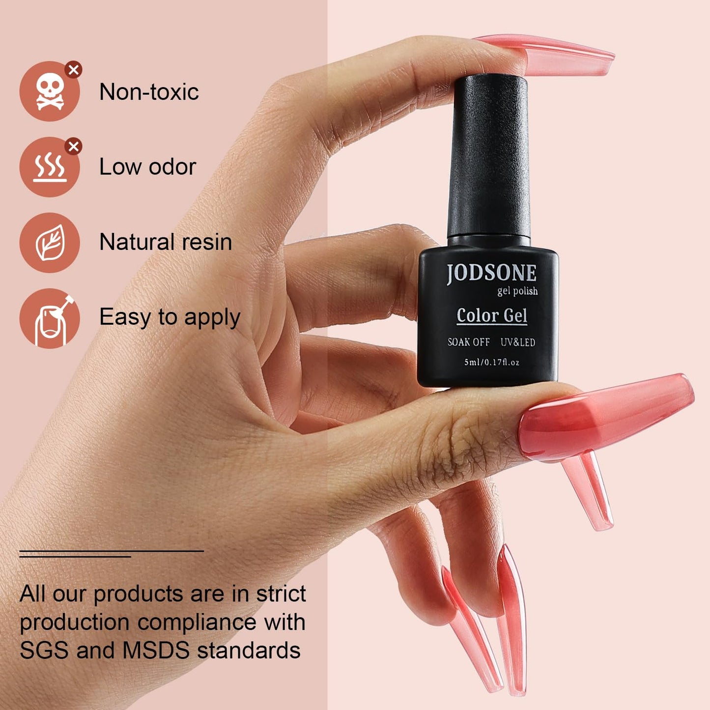 JODSONE 36 Pieces Easy to Apply Gel Nail Polish Kit with U V Light Base Coat Top Matte Glitter Gel Polish for Salon and Home Use