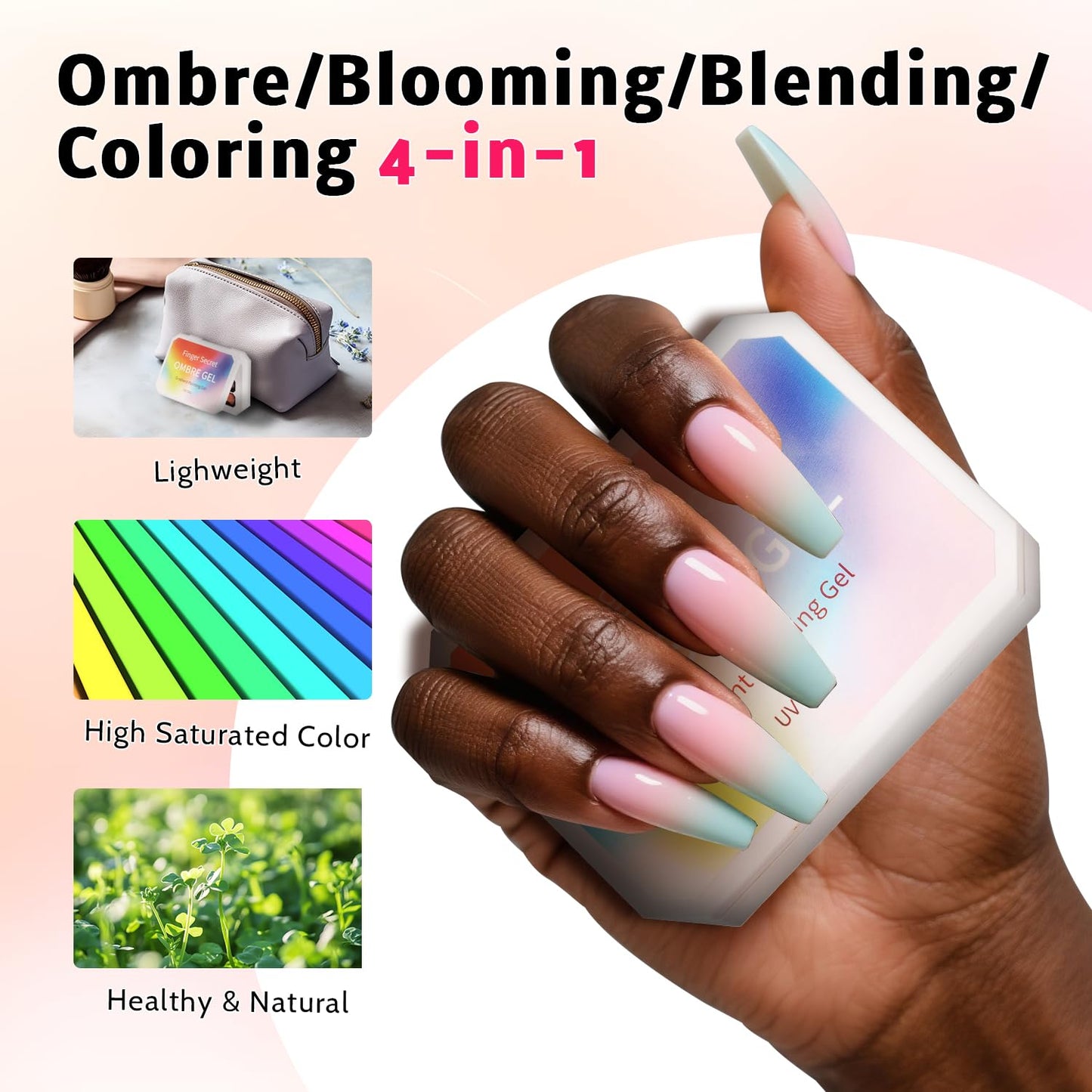 Sponge Pat Paint Nail Gel, 9 Colors Ombre Nails Gradient Gel Nail Blush Blooming Aura Nails Drawing Stripper Floral Painting Nail Art, No Wipe, UV/LED Curing (9 Colors E)