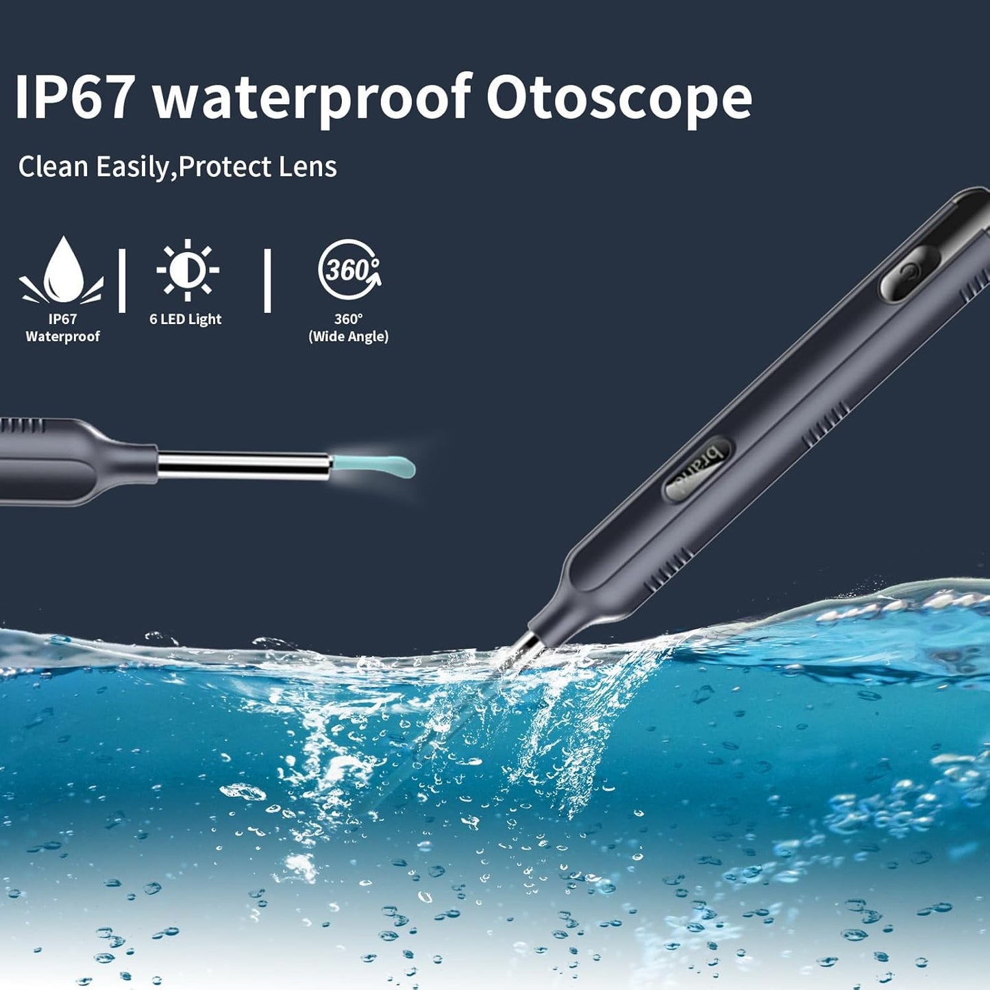 Ear Wax Removal Tool Camera, Ear Cleaner with Camera, 1200P HD Ear Camera with 6 LED Light, Ear Cleaning Kit with 15 Pcs Replacement Tips for iPhone & Android Phones Black