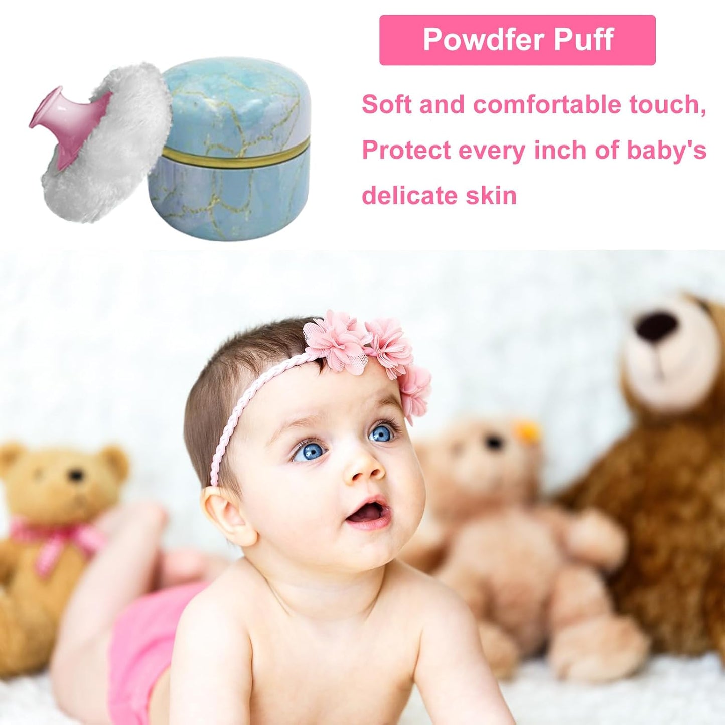 Body Powder Puff and Container for Dusting Powder, Women Powder Puff and Powder Case for Bath and Travel (Sky Gilding)