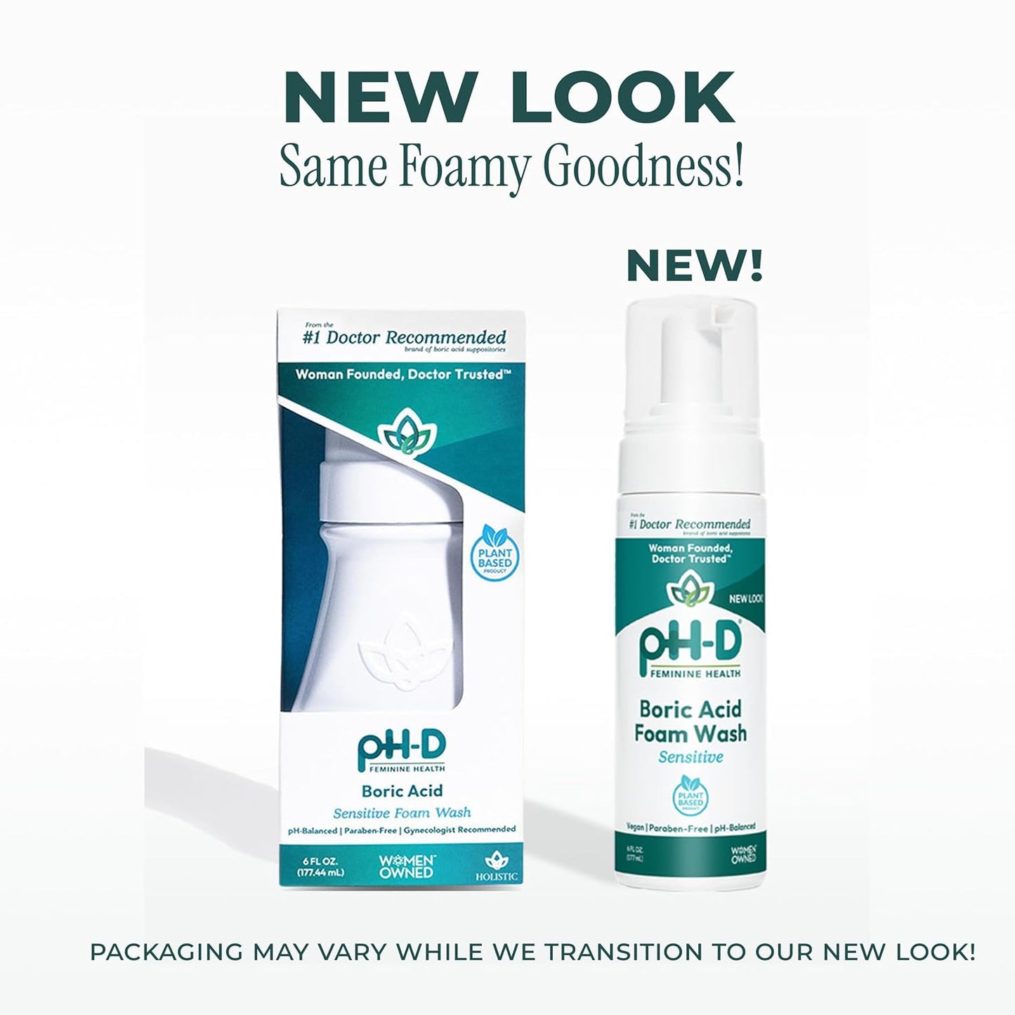 pH-D Feminine Health - Boric Acid Foam Wash - pH-Balanced, Paraben-Free, and Plant-based (Sensitive, 6 Fl Oz (Pack of 1))