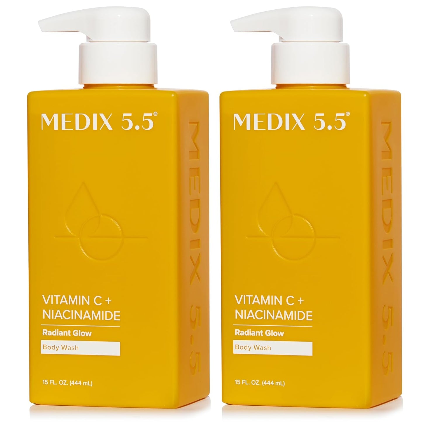 Medix 5.5 Radiant Glow Vitamin C Body Wash W/Niacinamide | Citrus Scented Gentle Body & Face Cleanser For Women, Men, Dry Skin, & Smoother-Looking Skin | Removes Dirt, Oil, & Impurities, 2-Pack