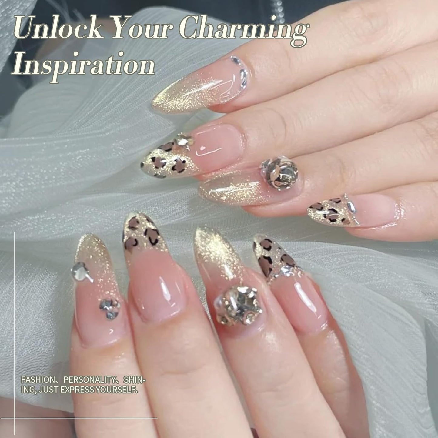 BORN PRETTY Gold Cat Magnetic Eye Gel Nail Polish Holographic Glitter Gel Polish Glass Magnetic Gel Nail Polish 15ML