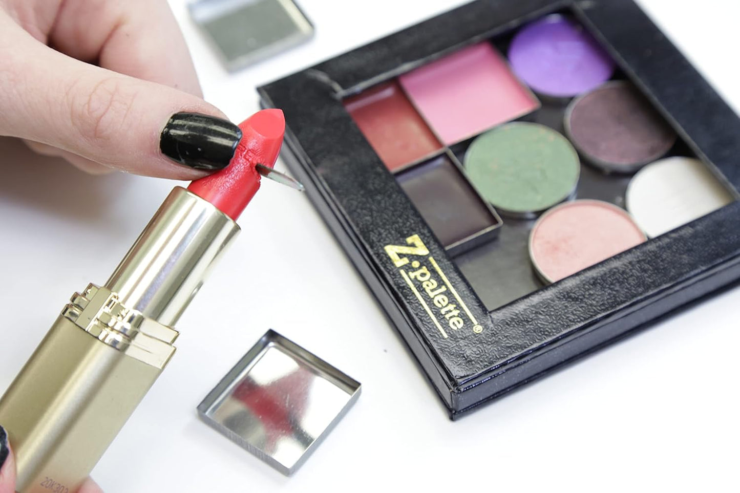 De-Potting Spatula, Dual-Ended Multicolor Steel Tool for Makeup Palettes, Empty Magnetic Palette Compatible, Professional Mixing & Blending, Iridescent Finish, 6.5" Length