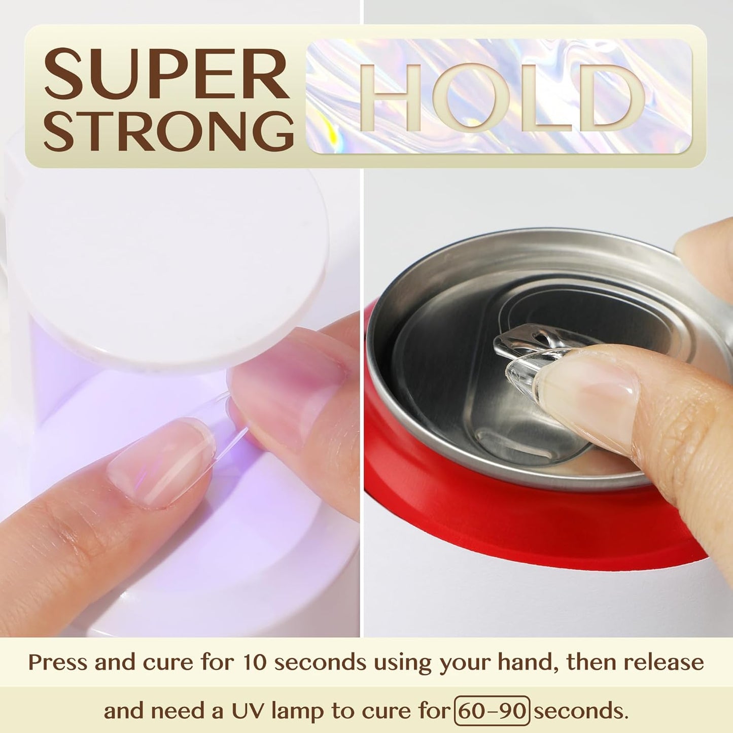 UNA GELLA 6 in 1 UV Gel Nail Glue for Clear Soft Gel Nails Tips, 2Pcs 15ml Lamp Curing Needed Long Lasting Super Strong Brush UV Nail Glue for Fake Tips and Clear Press on Nails