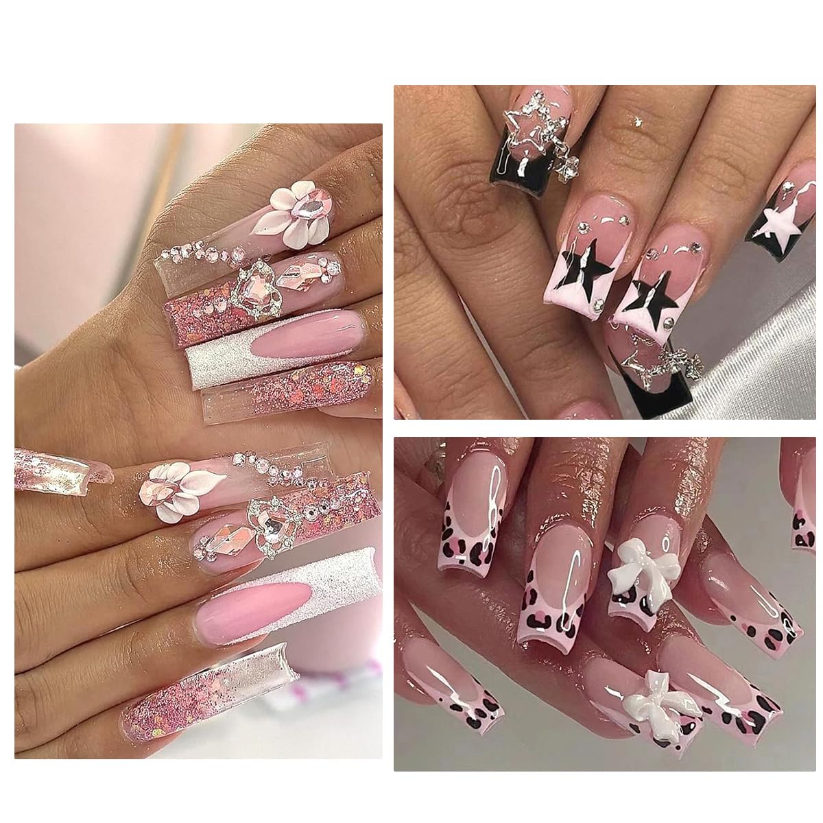 Barbiecore Nail Charms, Pink Gun Head Lip Heart Saturn Rhinestione Nail Art Charms Nail Jewelry Decorations Acrylic Nail Gems Accessories for Women Girl DIY Crafts Supplies