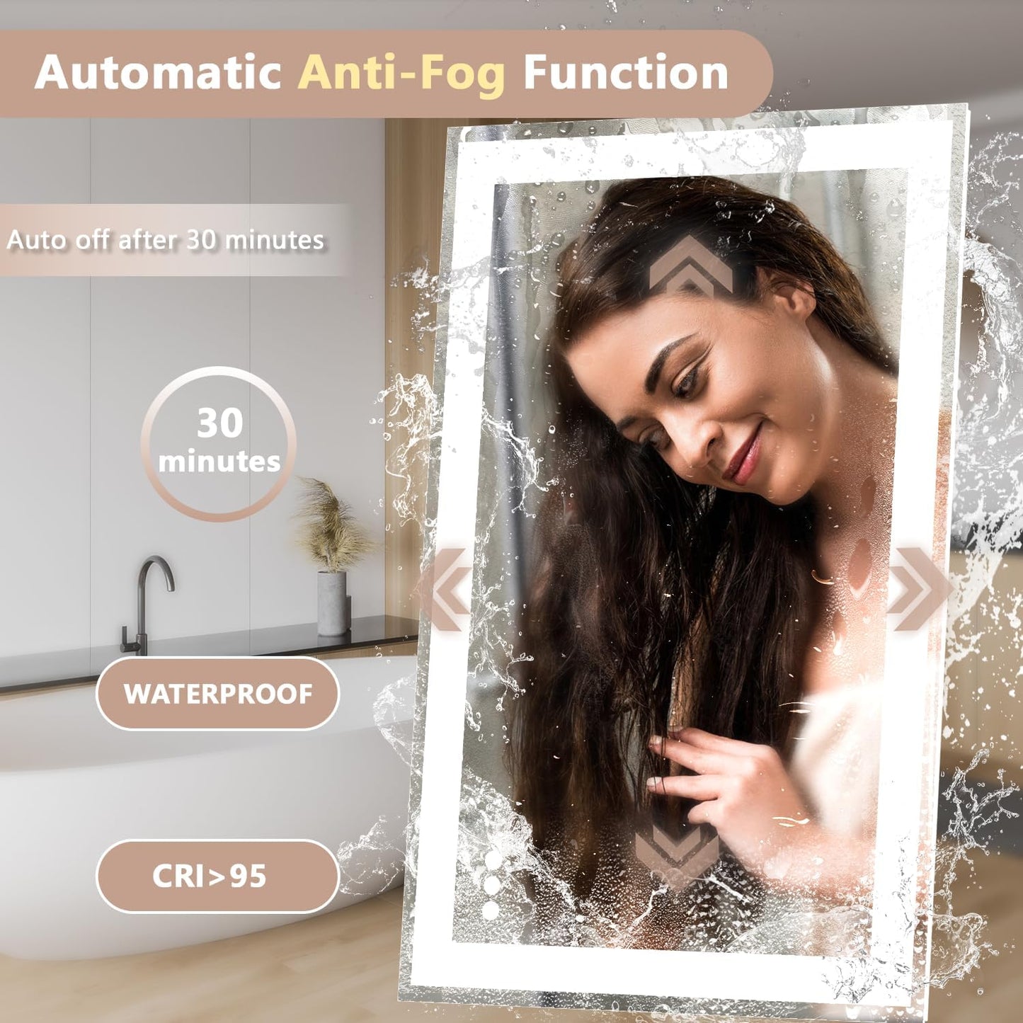 55"x 36" LED Mirror for Bathroom, 3 Colors Wall-Mounted Large Vanity Mirror with Lights, Controlled Separately, Front and Backlit, Anti Fog, Stepless Dimmable, Memory(UL ETL)