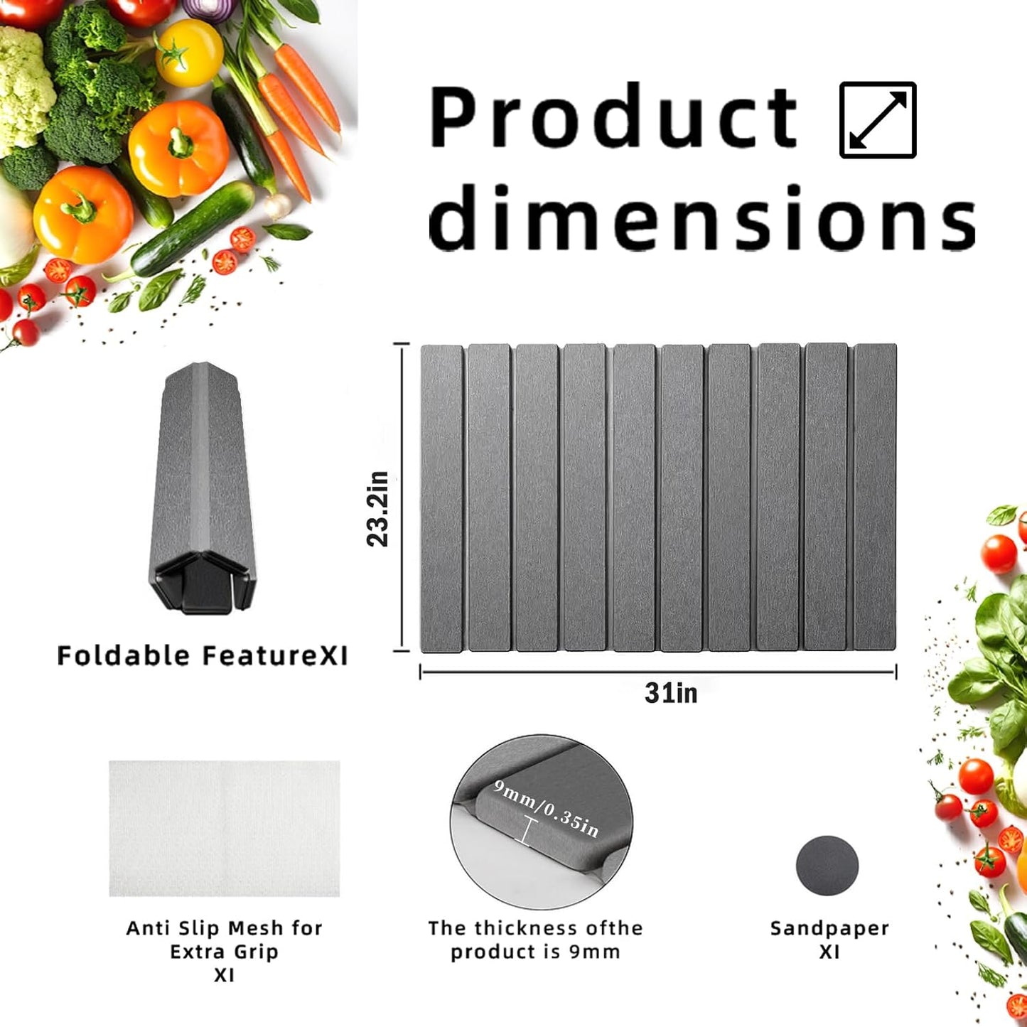Stone Drying Mat for Kitchen Counter, Collapsible Dish Drying Mat, Fast Drying Diatomaceous Earth Dish Drying Mats, Water Absorbent Diatomite Kitchen Mat