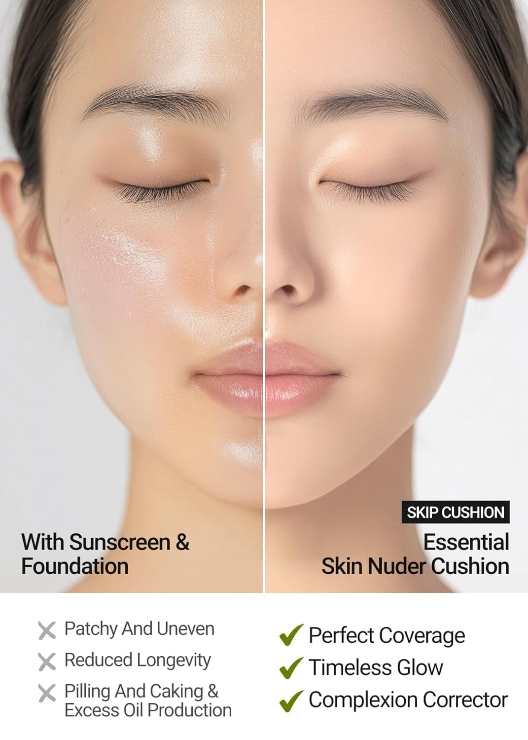 [JUNGSAEMMOOL OFFICIAL] Essential Skin Nuder Cushion (02 Fair Light) | Refill not Included | Natural Finish | SPF50 Broad Spectrum | Makeup Artist Brand | Cream Foundation
