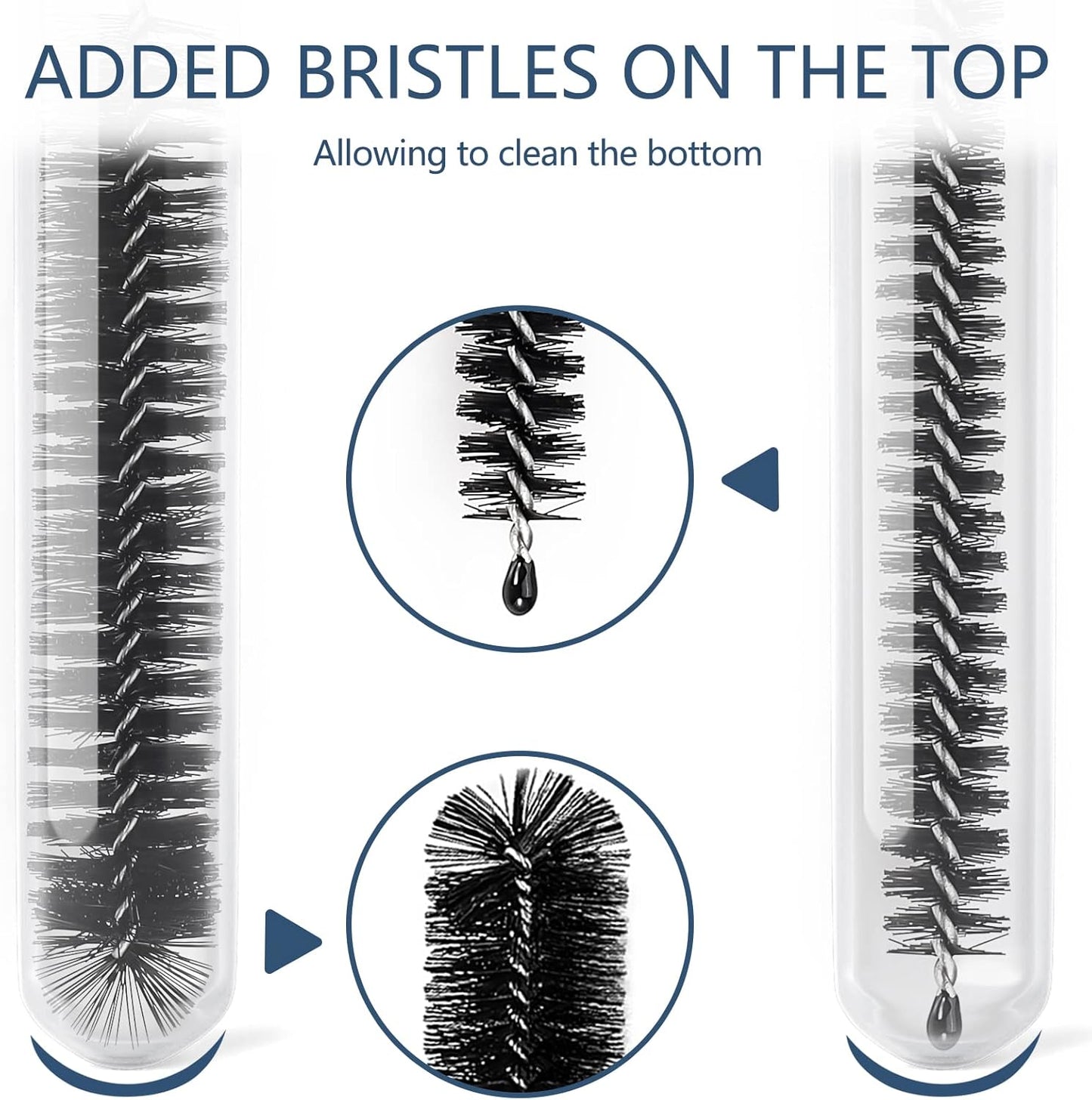 Straw Cleaner Brushes Sets, 12 Pieces 8.2 Inch Botthle Cleaning Brush and Nylon Tube Brush Brush Kit for Sippy Cup, Tumbler, Water Bottle, Drinking Straw (Black)