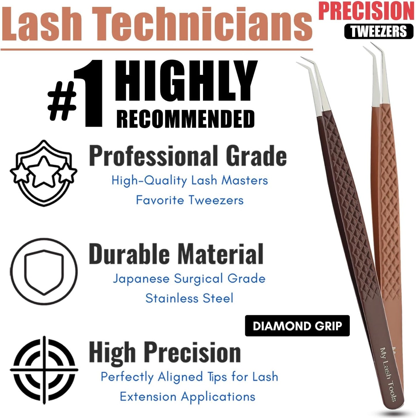 2pcs Curved Isolation Tweezers for Eyelash Extensions – 14cm Stainless Steel, Best for Individual Isolation & Classic Lashes Lash Tweezers Set