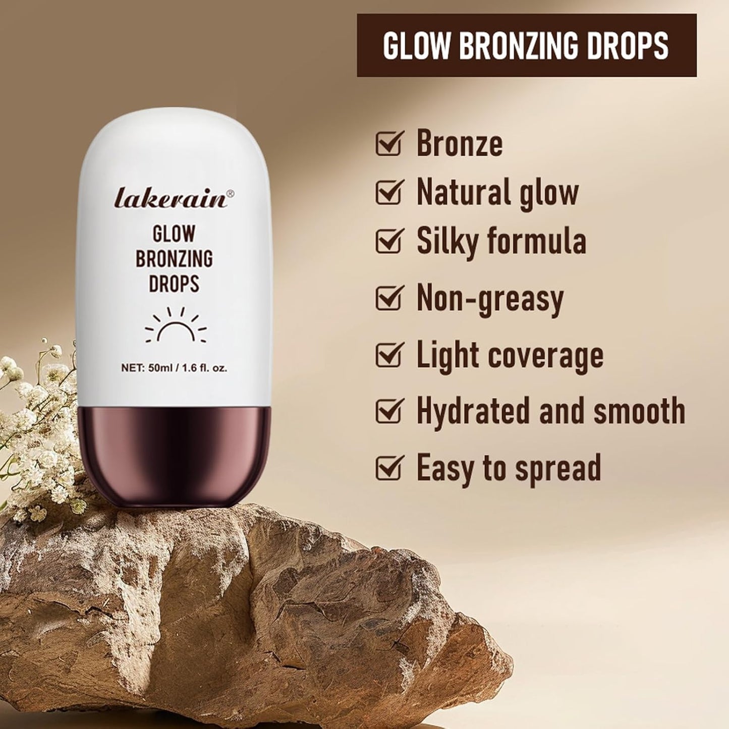 Bronzing Drops For Face, Liquid Bronzer Glow Drops, Face Body Shimmer Glow Illuminator, Nourishing Skincare Bronzer Shimmer Oil, Waterproof Moisturizing Body Highlighter(03 Deep Bronze Glow)