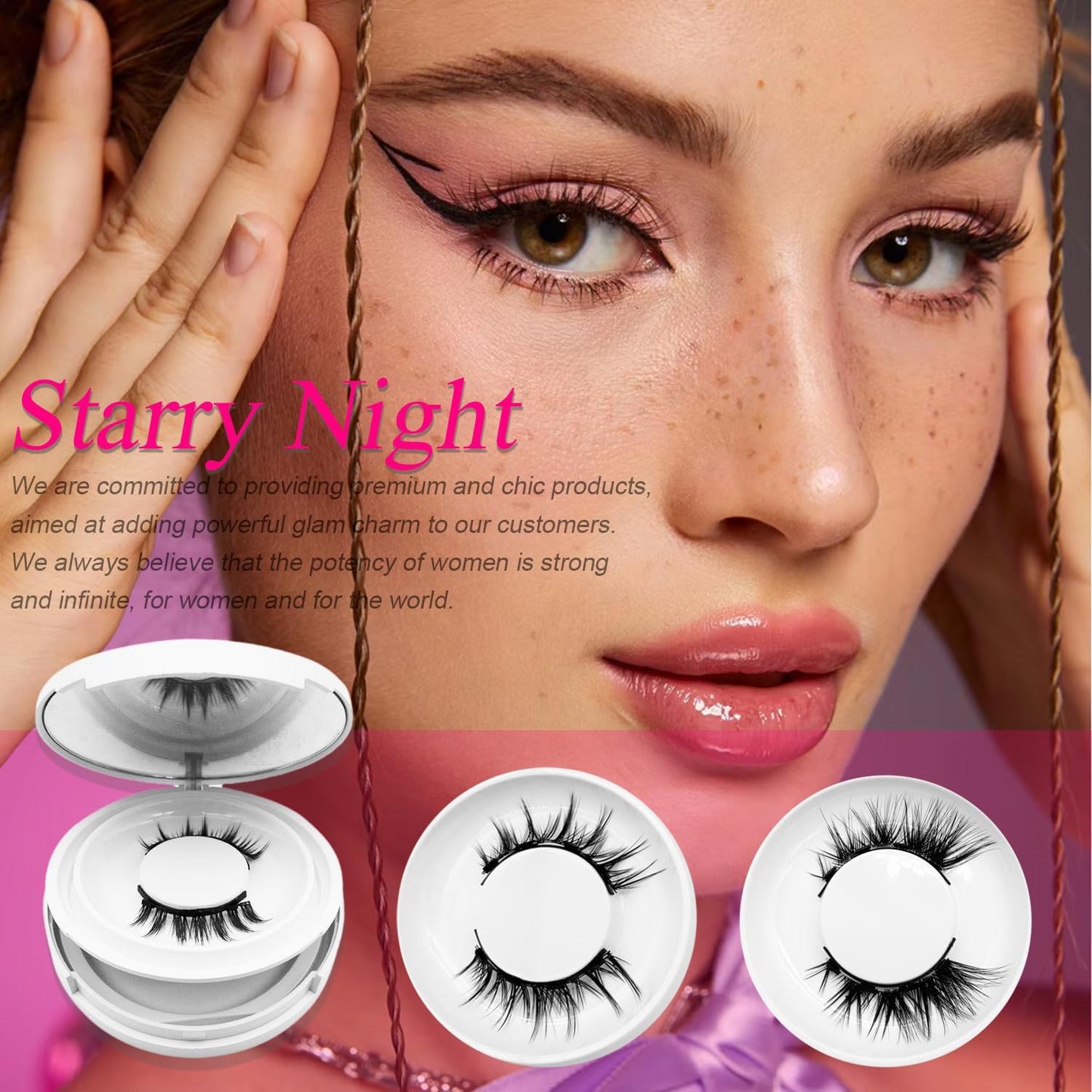 Elara Craft Magnetic Eyelashes with Applicator, Magnetic Eyelashes Without Eyeliner，Reusable Glue-Free Natural Look Eyelashes Kit Easy to Wear and Remove