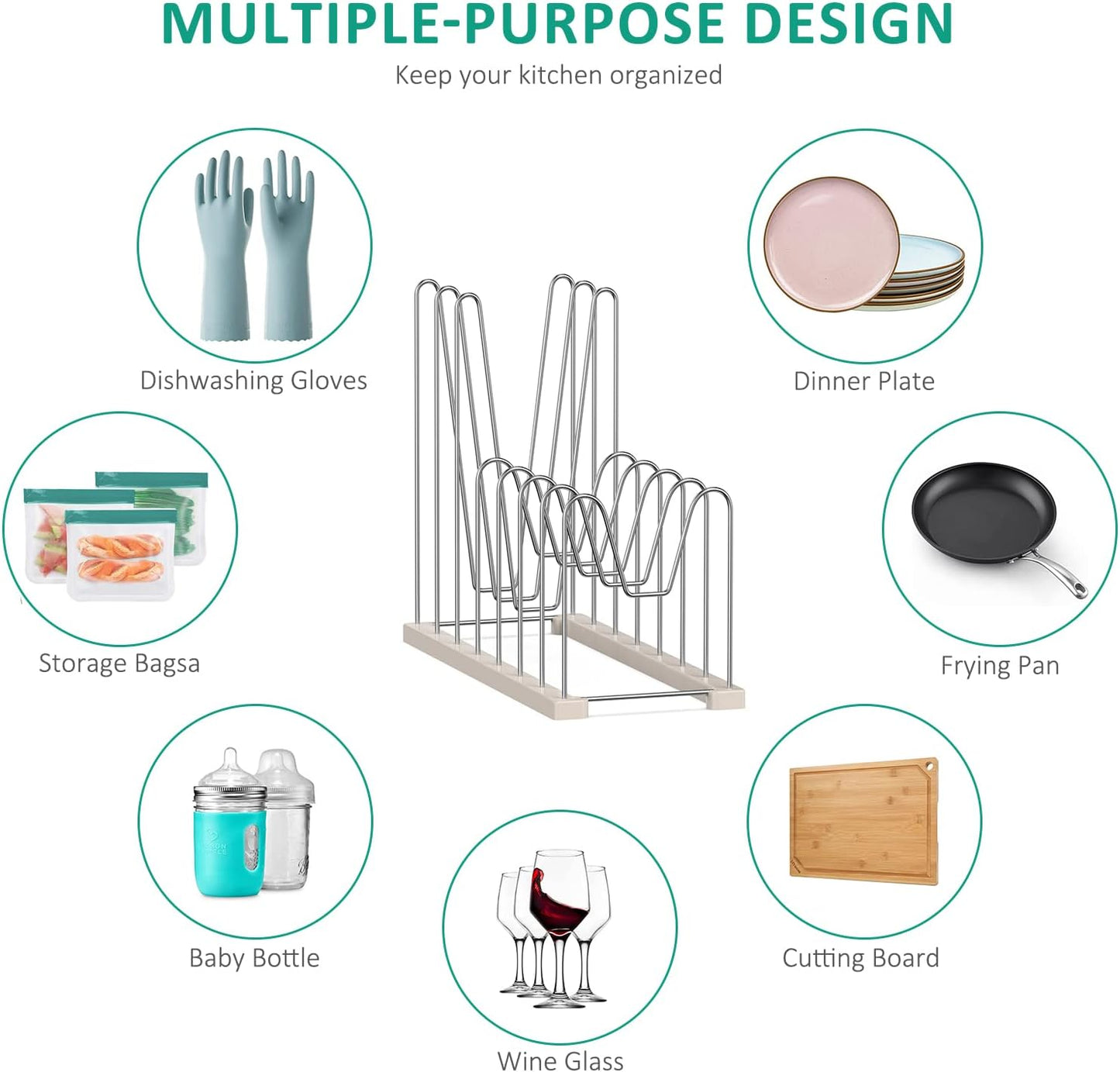 Plastic Bag Drying Rack, Reusable Bag Drying Rack for Silicone Bag & Ziploc Bag, Bottle Dryer Rack for Gloves & Glasses, Pan Lid & Cutting Board Organizer