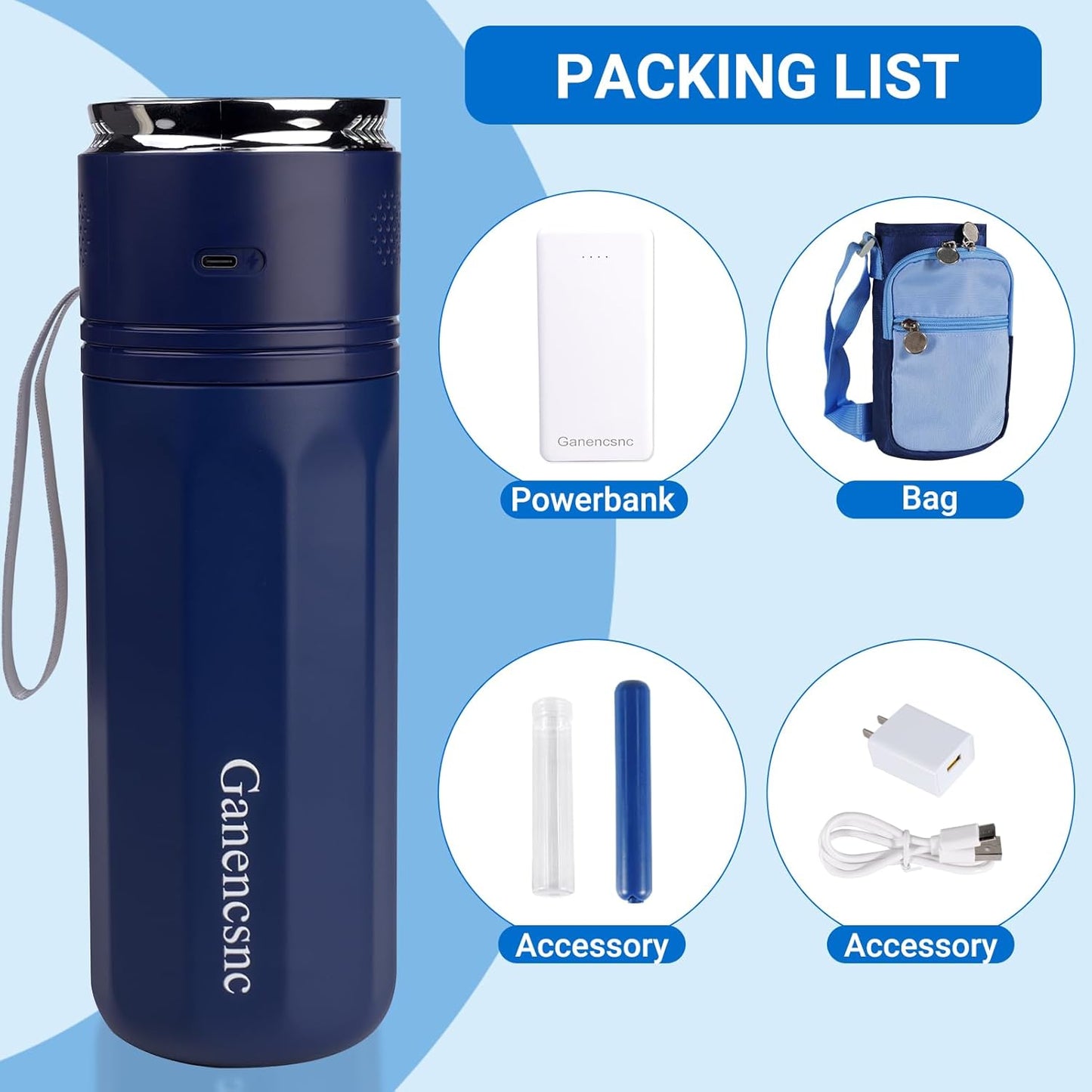 Electric Insulin Cooler Travel Case TSA Approved，USB Type-C Smart Cooling, 10000mAh Power Bank ，Large Capacity Medication Cooler for Travel ，Medical Cooler for Insulin (Blue, Included Power Bank)