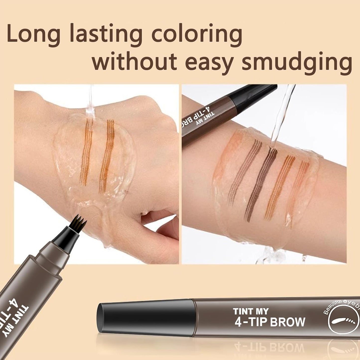 2025 Upgraded Magic Eyebrow Pencil for Women, Long-Lasting Ultra-Fine Tip Waterproof Eye Brow Pencils with 4 Fork, Smudge-Proof Natural Brow Makeup for Women - Dark Brown